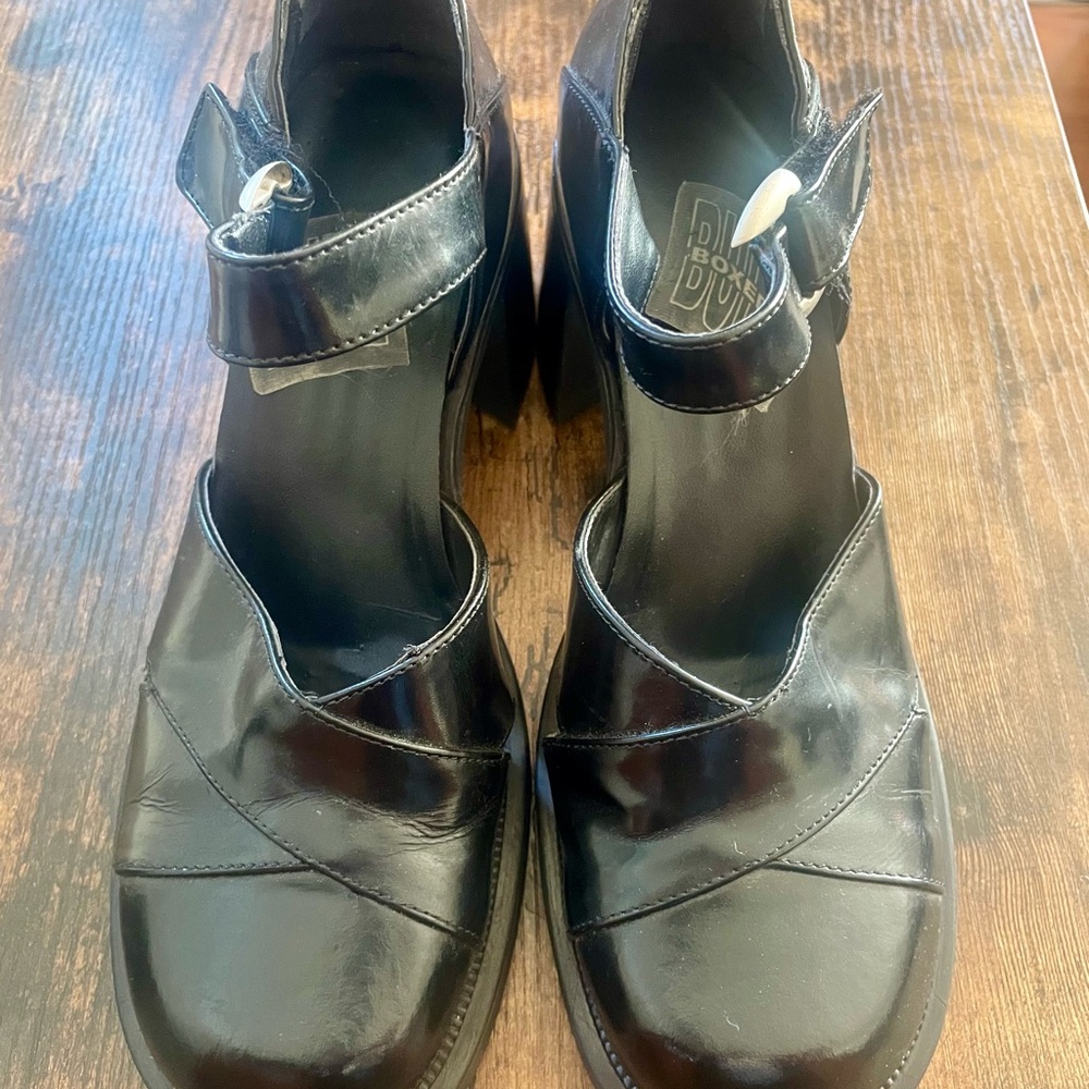 Vintage 90’s black leather and rubber size 9 / 40 Mary Jane block heals - Picture 3 of 9